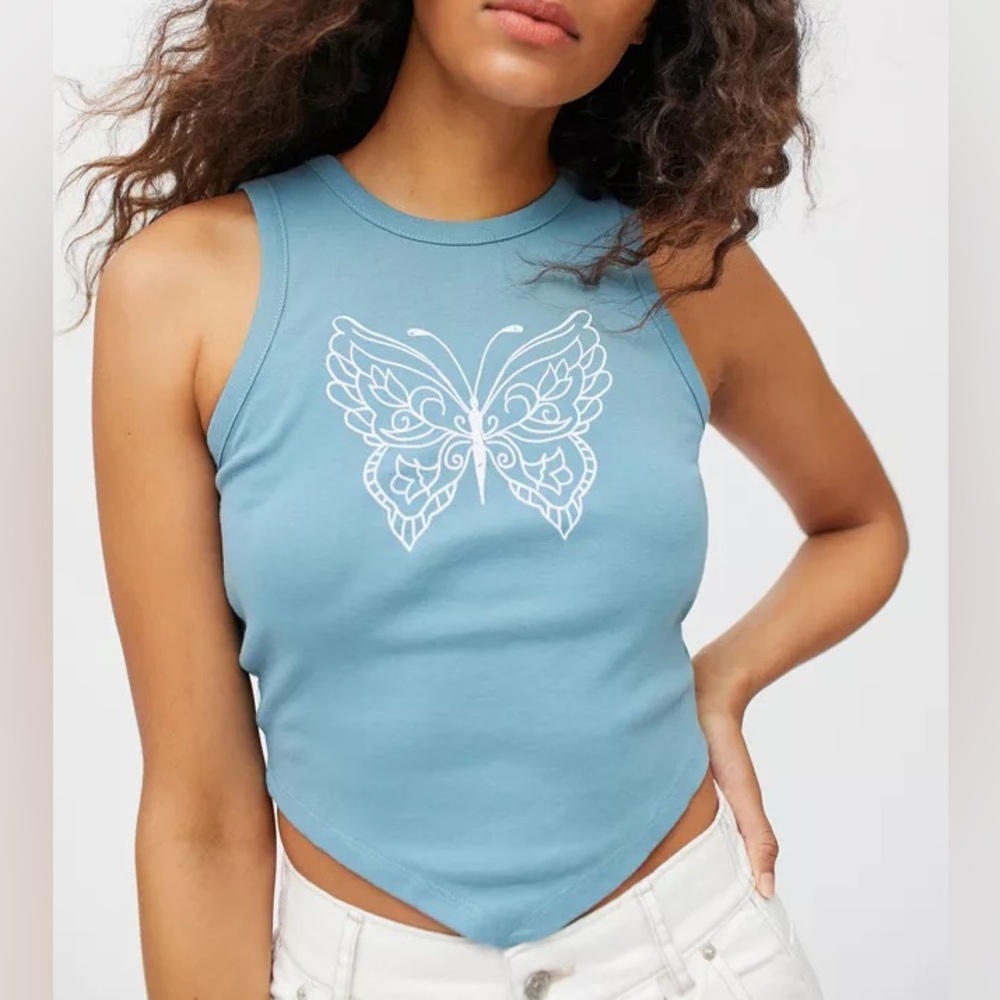 Diamonte Butterfly Tie-Back Tank Top
